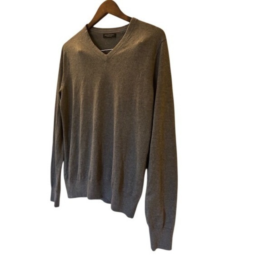 Banana Republic Luxury Blend Silk Cotton Cashmere V-Neck Sweater Men's Gray M